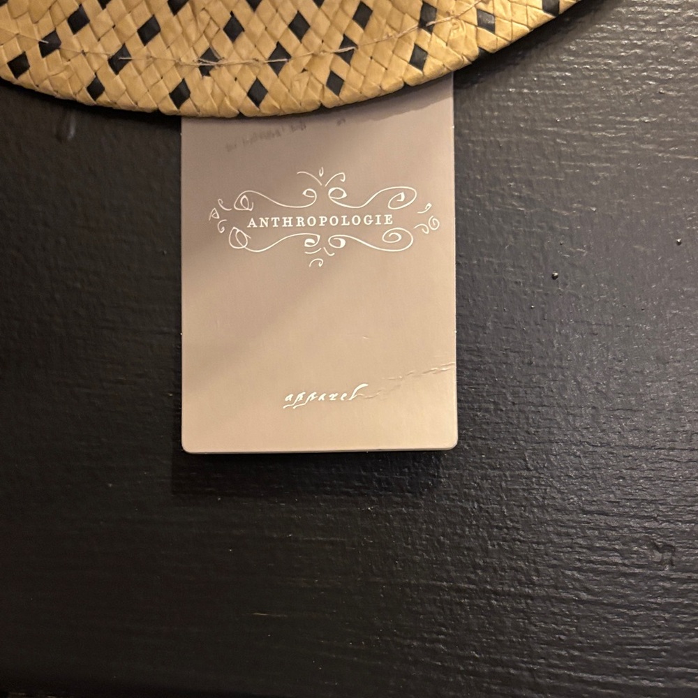Anthropologie Kids Checkered Straw Hat with Black Ribbon - Picture 2 of 3